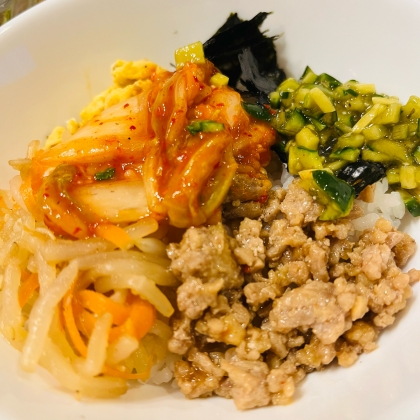 ひき肉ビビンバ風丼