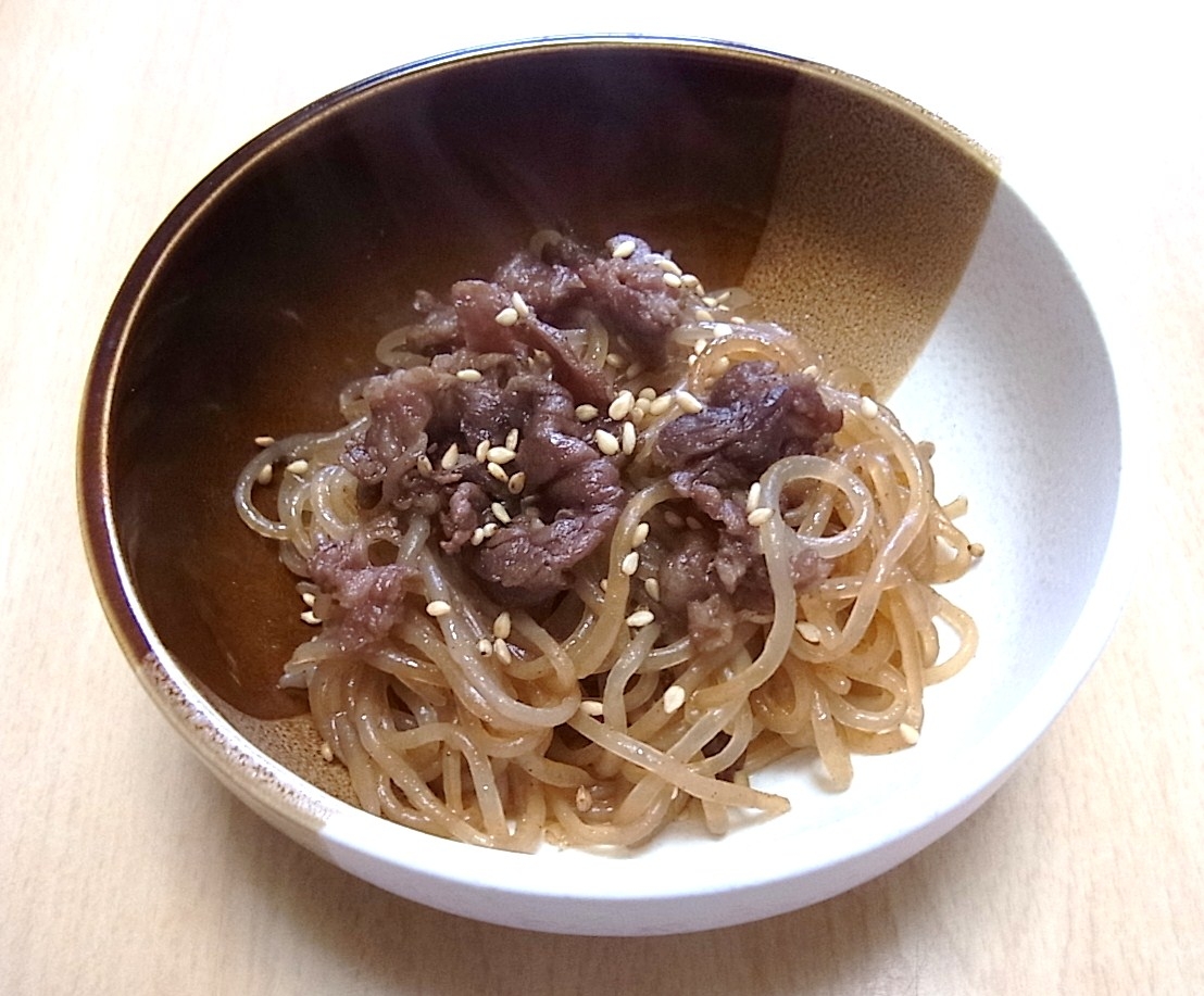 牛肉しぐれ煮としらたきの炒め物