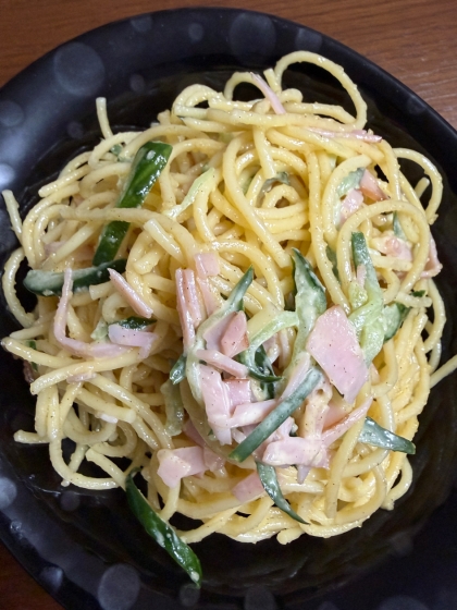 今日は、カニカマきゅうりDeパスタサラダ