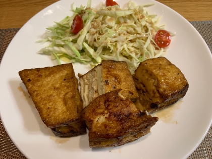 厚揚げの肉詰め照り焼き