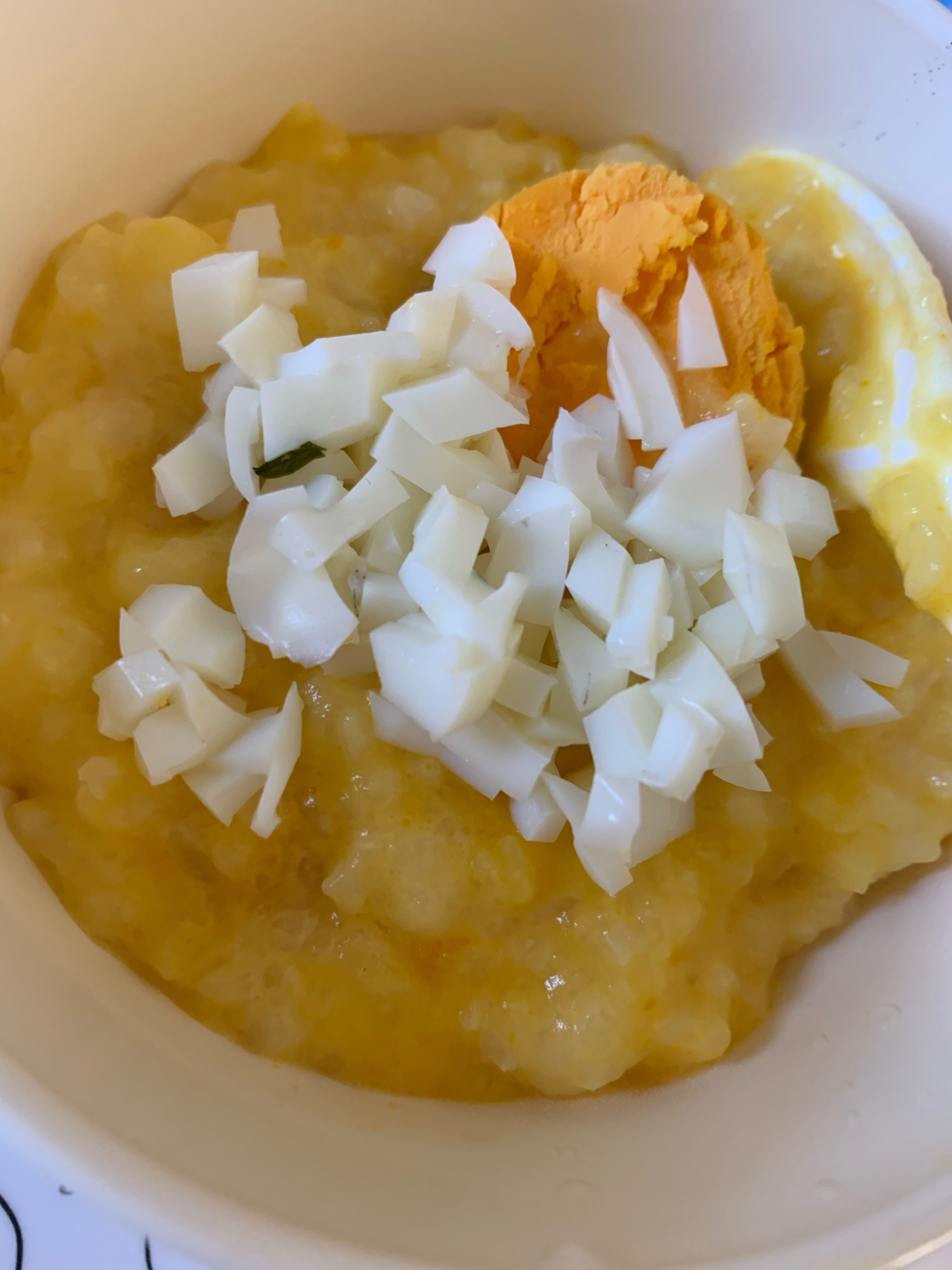離乳食 かぼちゃと卵のミルクがゆ レシピ 作り方 By ゆひ7 楽天レシピ