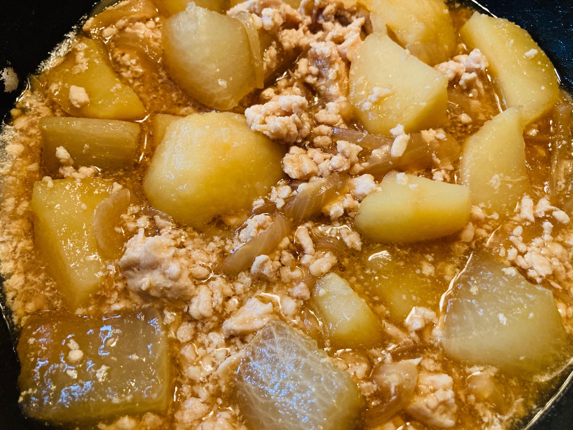 じゃがいもと大根のそぼろあんかけ♪*゚