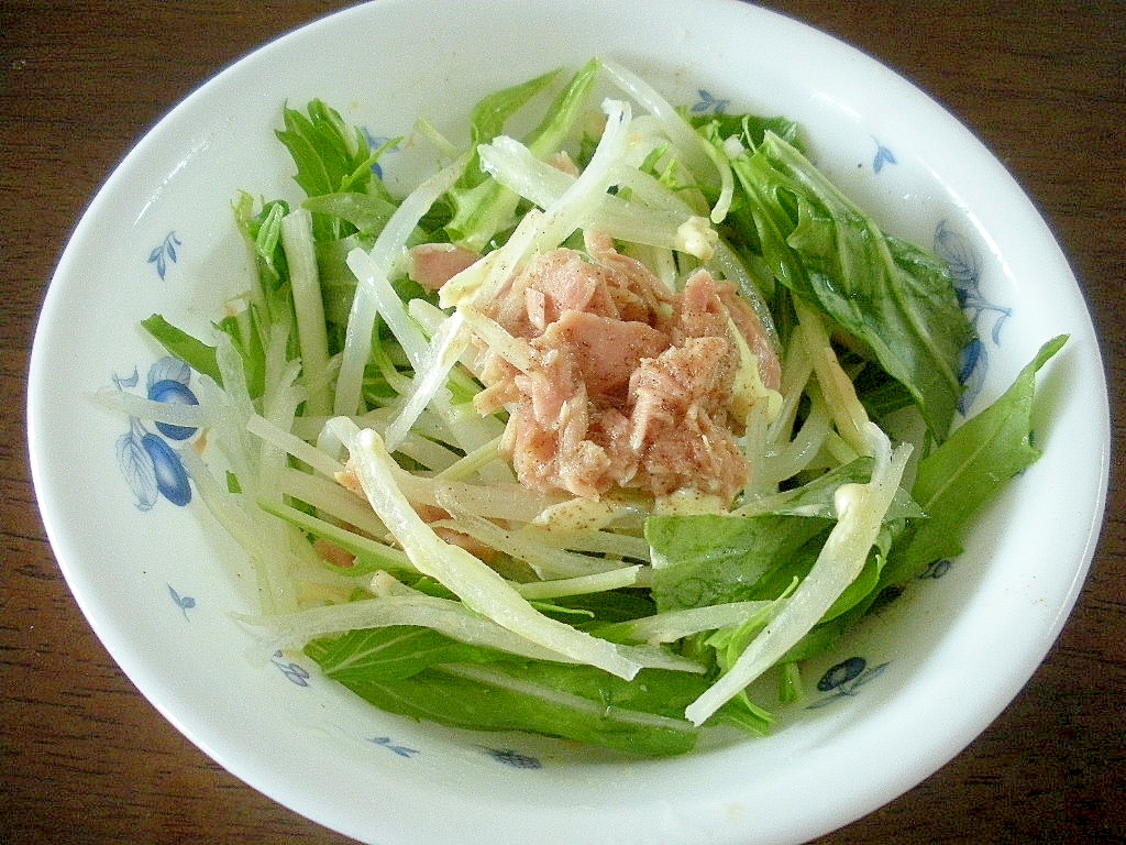 ☆ゆでもやしとツナと水菜のさっぱりサラダ☆