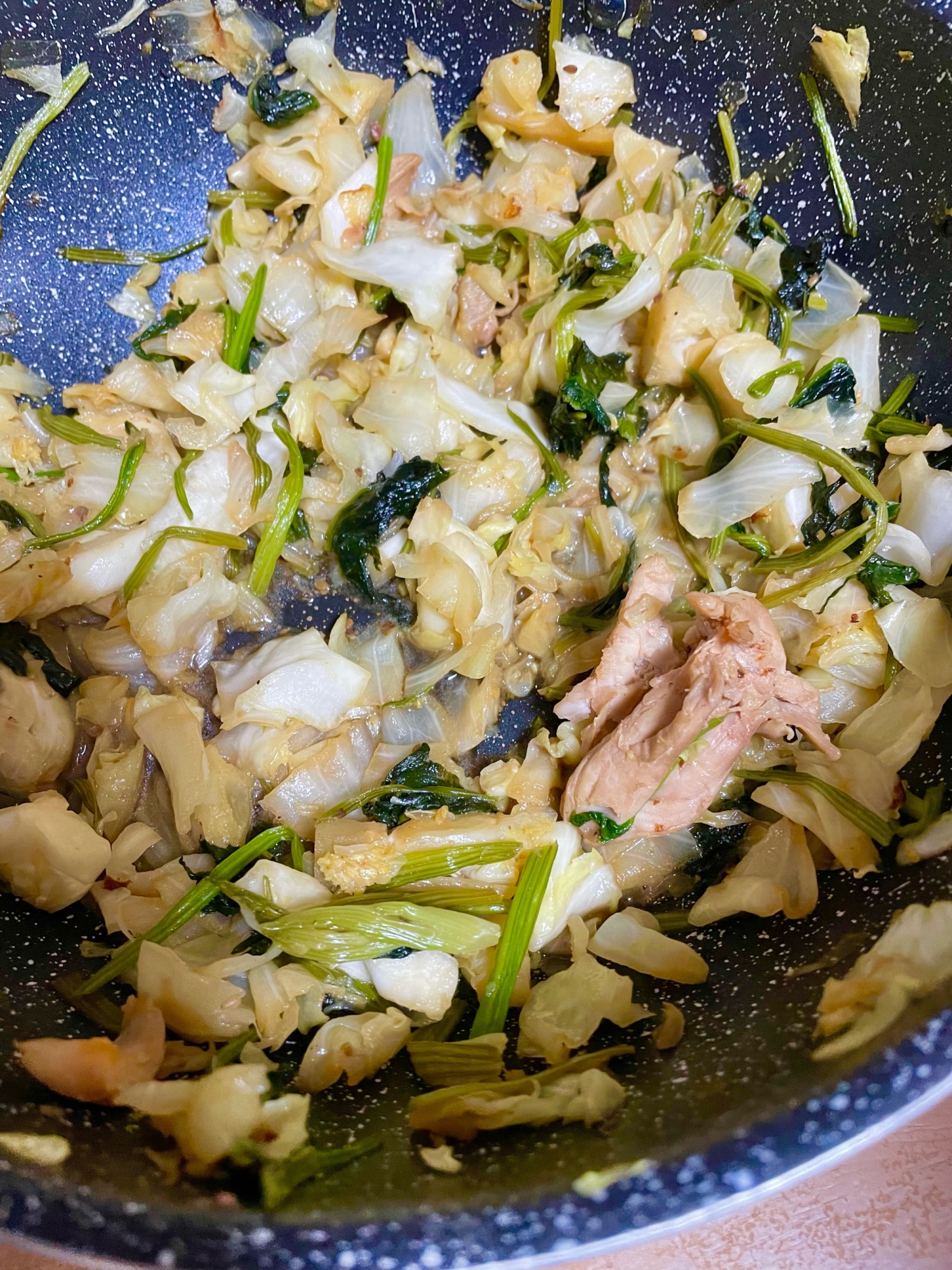 鶏肉・キャベツ・ほうれん草炒め