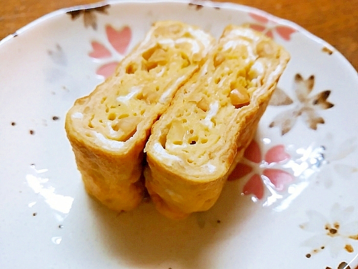 卵１個☆わさびとピーナッツの卵焼き