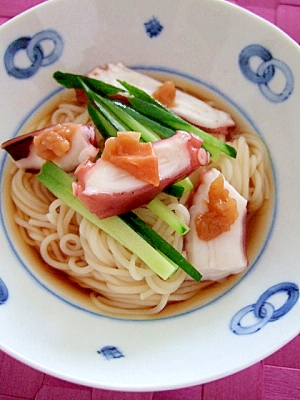 涼しげ たこと梅とのハーモニー♪たこそうめん