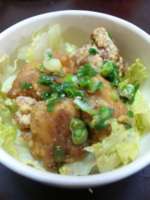 簡単から揚げネギソース丼