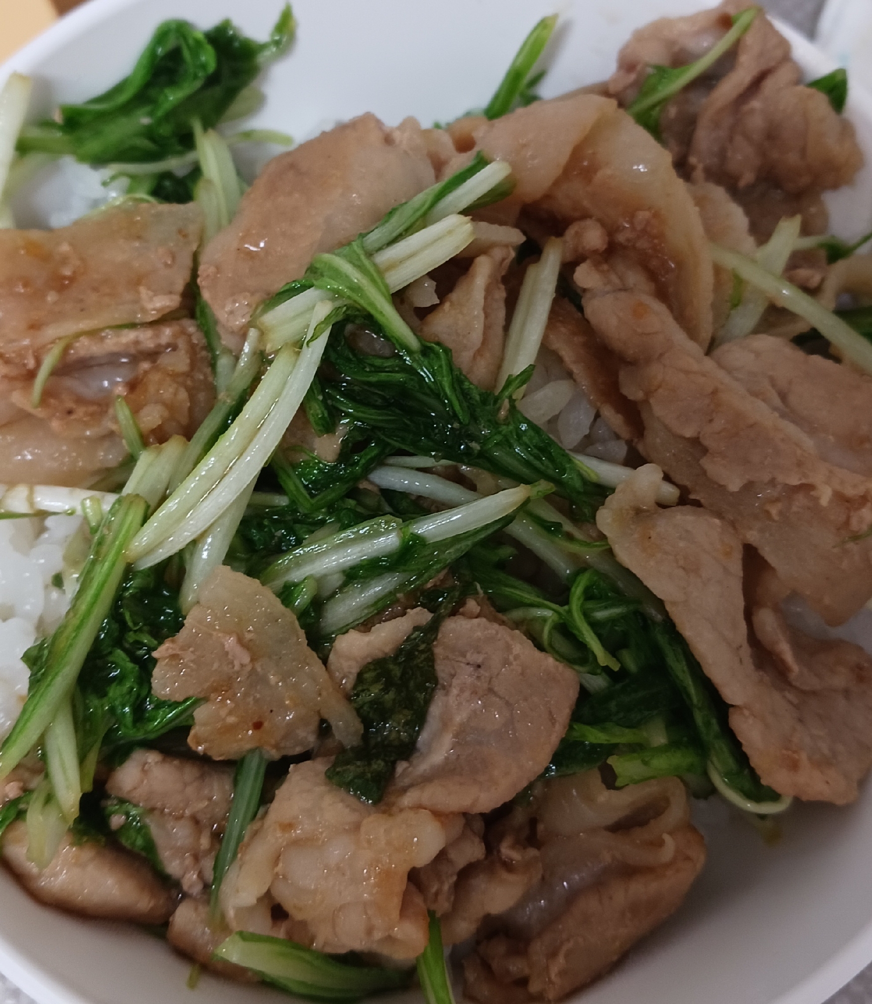 豚と水菜丼