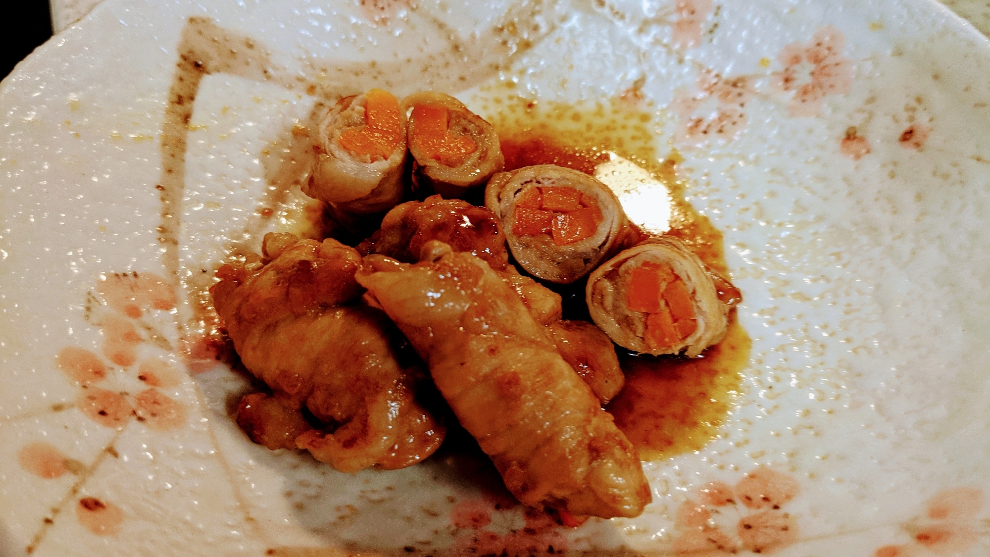 照り焼き豚肉の人参まき(. ❛ ᴗ ❛.)