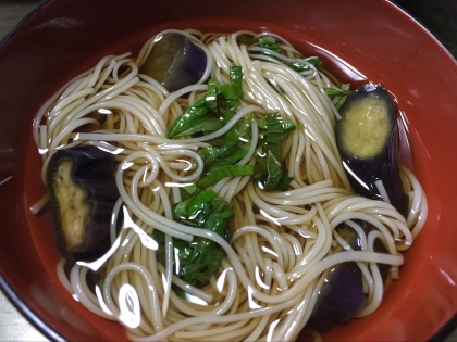 ナスのお汁でそうめん