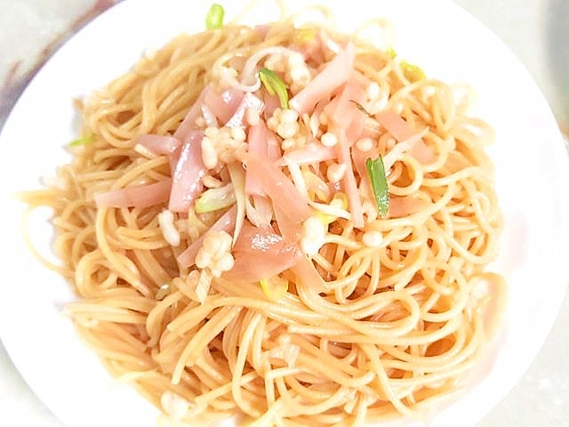 めんつゆで!生姜とネギのさっぱりパスタ♪