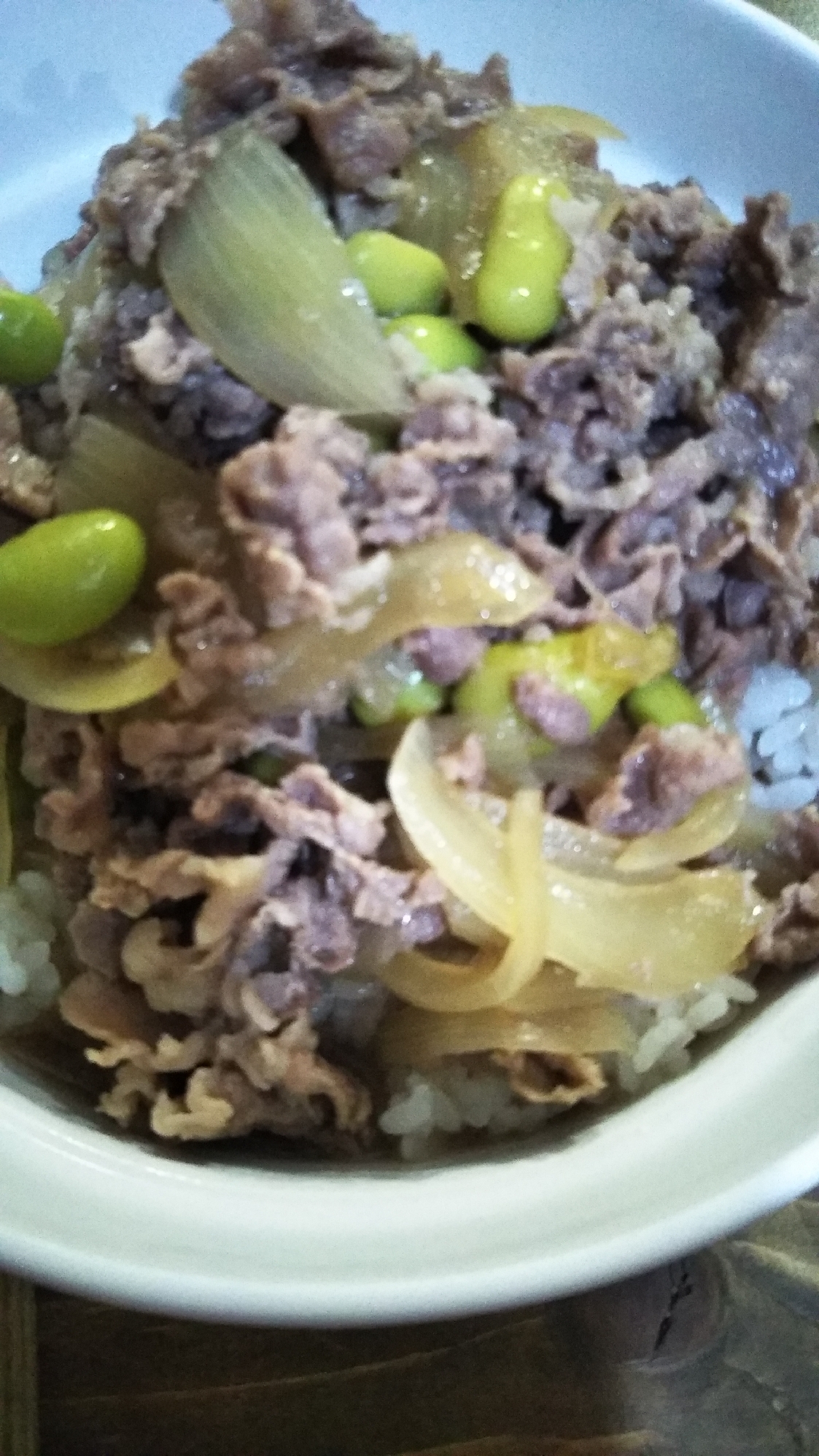 枝豆入り牛丼(◍•ᴗ•◍)