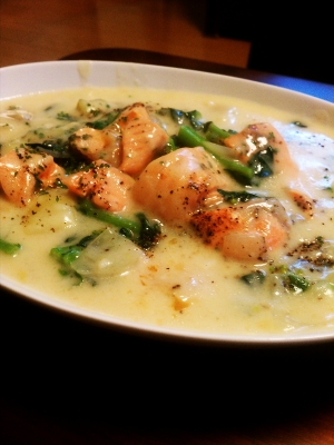 菜の花とサーモンのホワイトシチュー