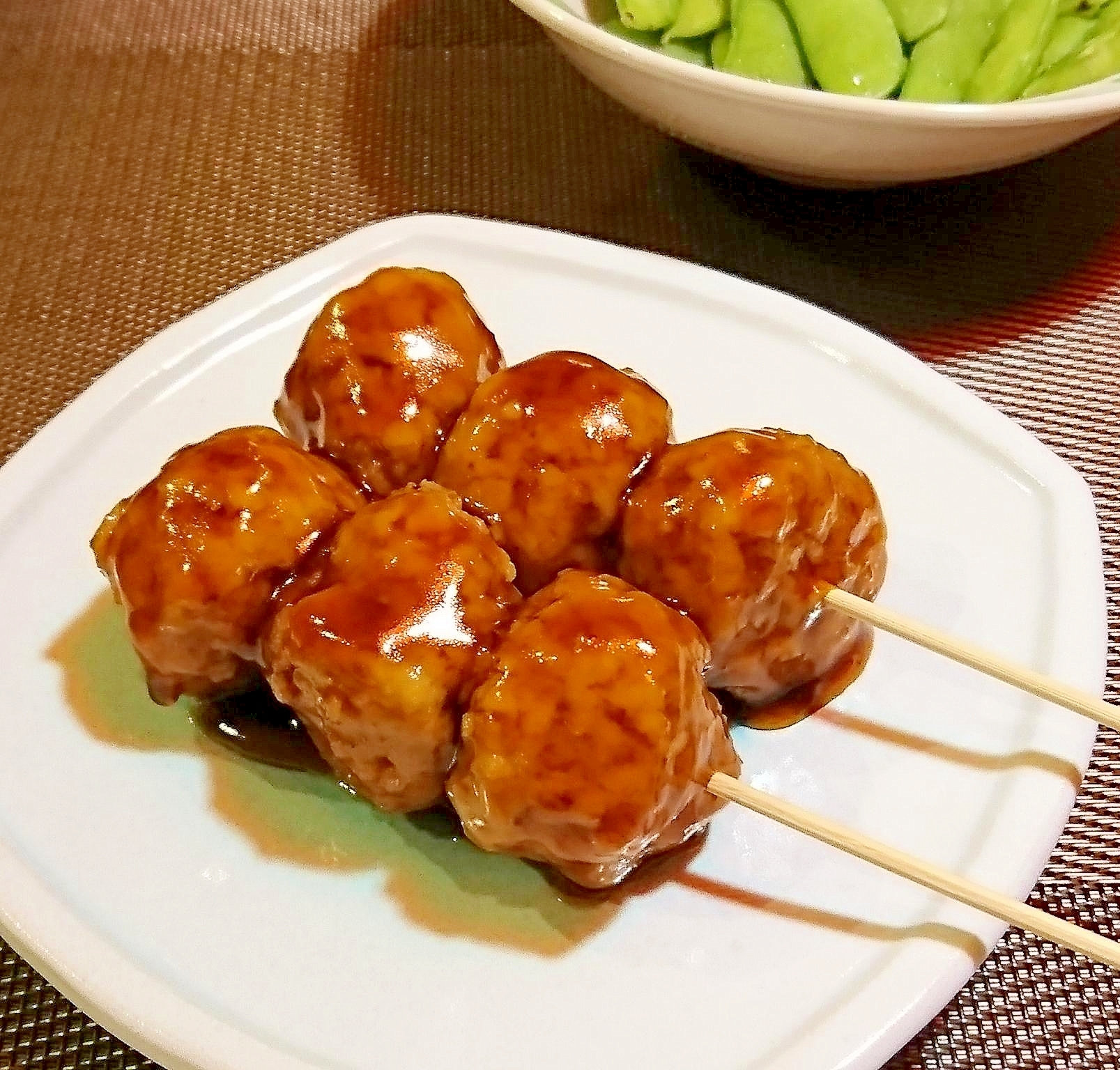 冷凍鶏団子でつくね串