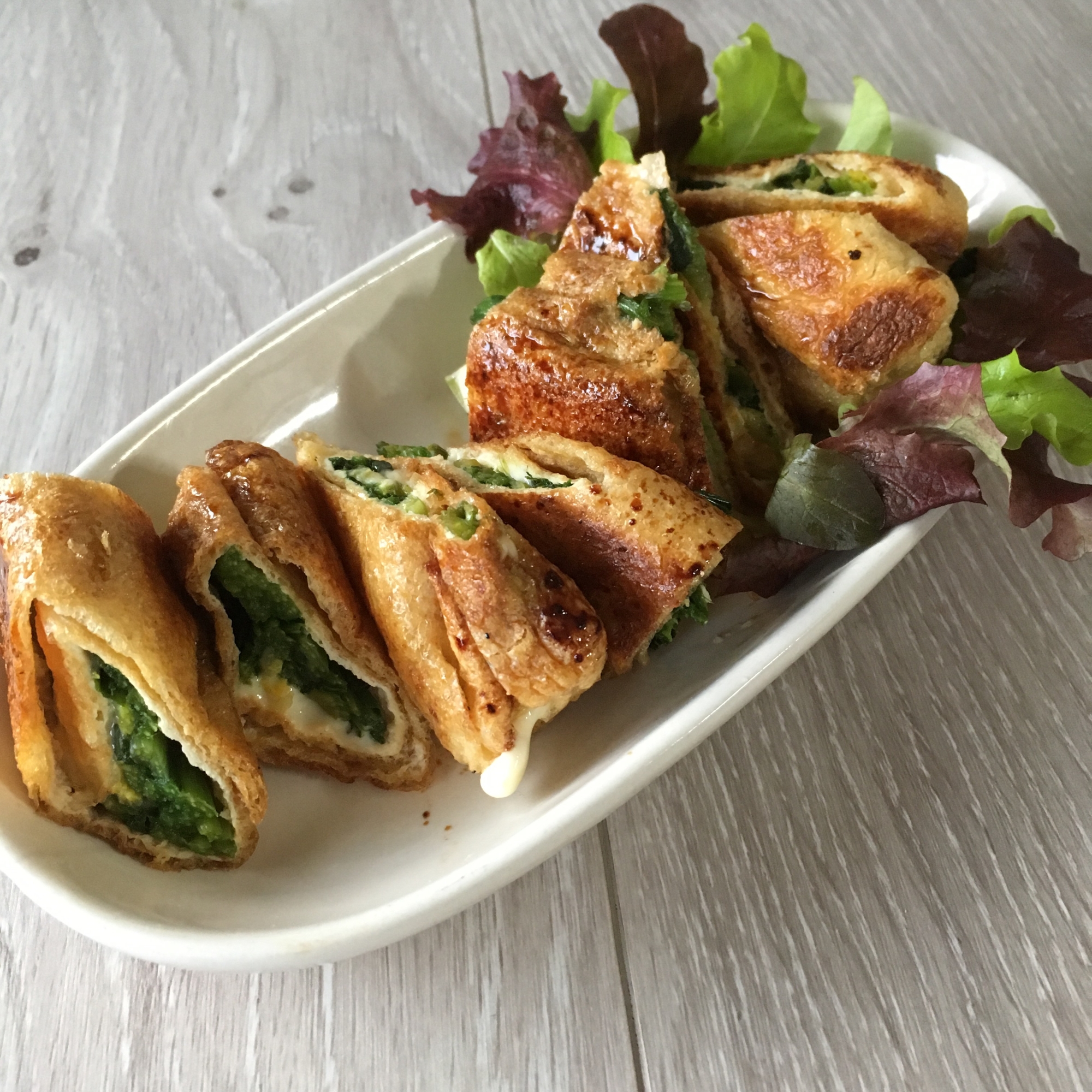 ほうれん草とチーズの油揚げ巻き♪