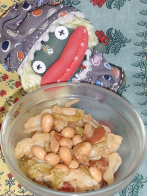 キャベツと大豆の梅煮