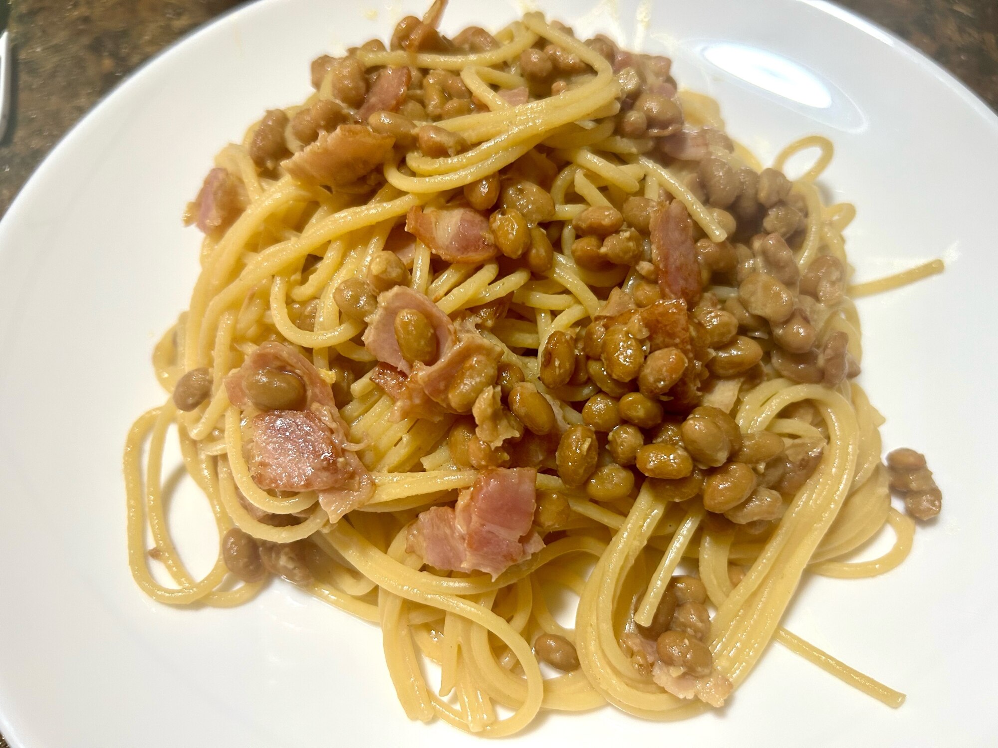 納豆カルボナーラ レシピ・作り方 by ake's kitchen - 楽天レシピ