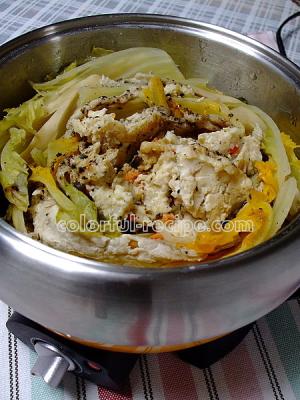 豚肉と白菜のバウムクーヘン蒸し鍋
