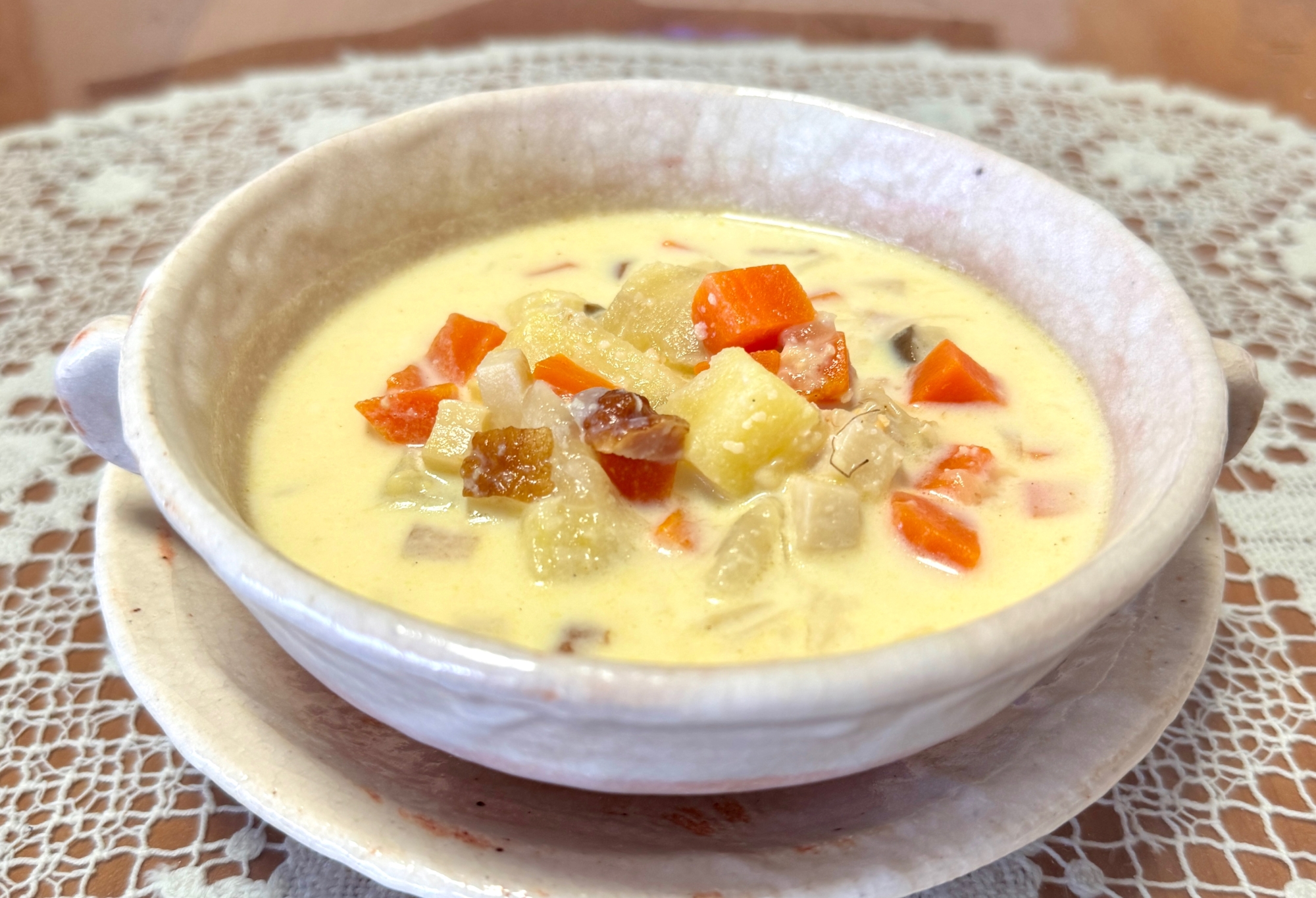 作り置きの蒸し大豆ペーストで！冷製☆チャウダー