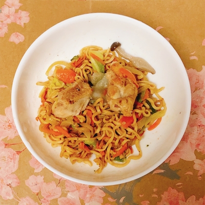 鶏レバー♪鶏レバーのソース焼きそば