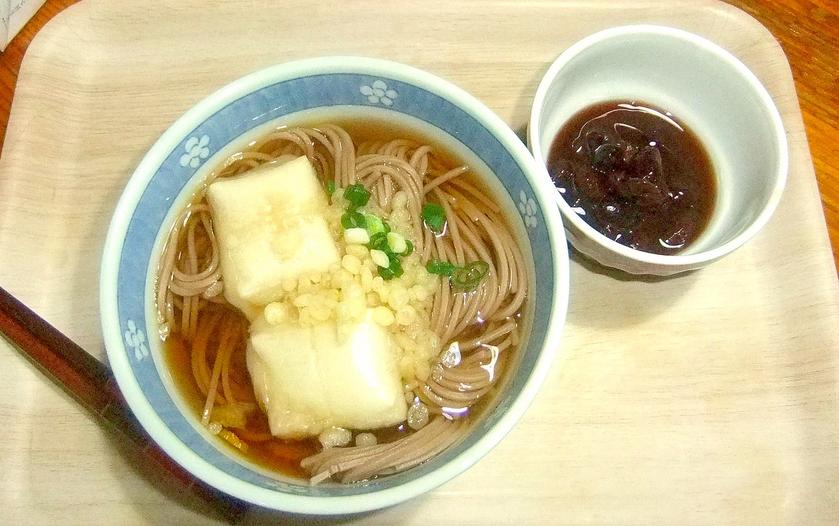 天かすとお餅で蕎麦
