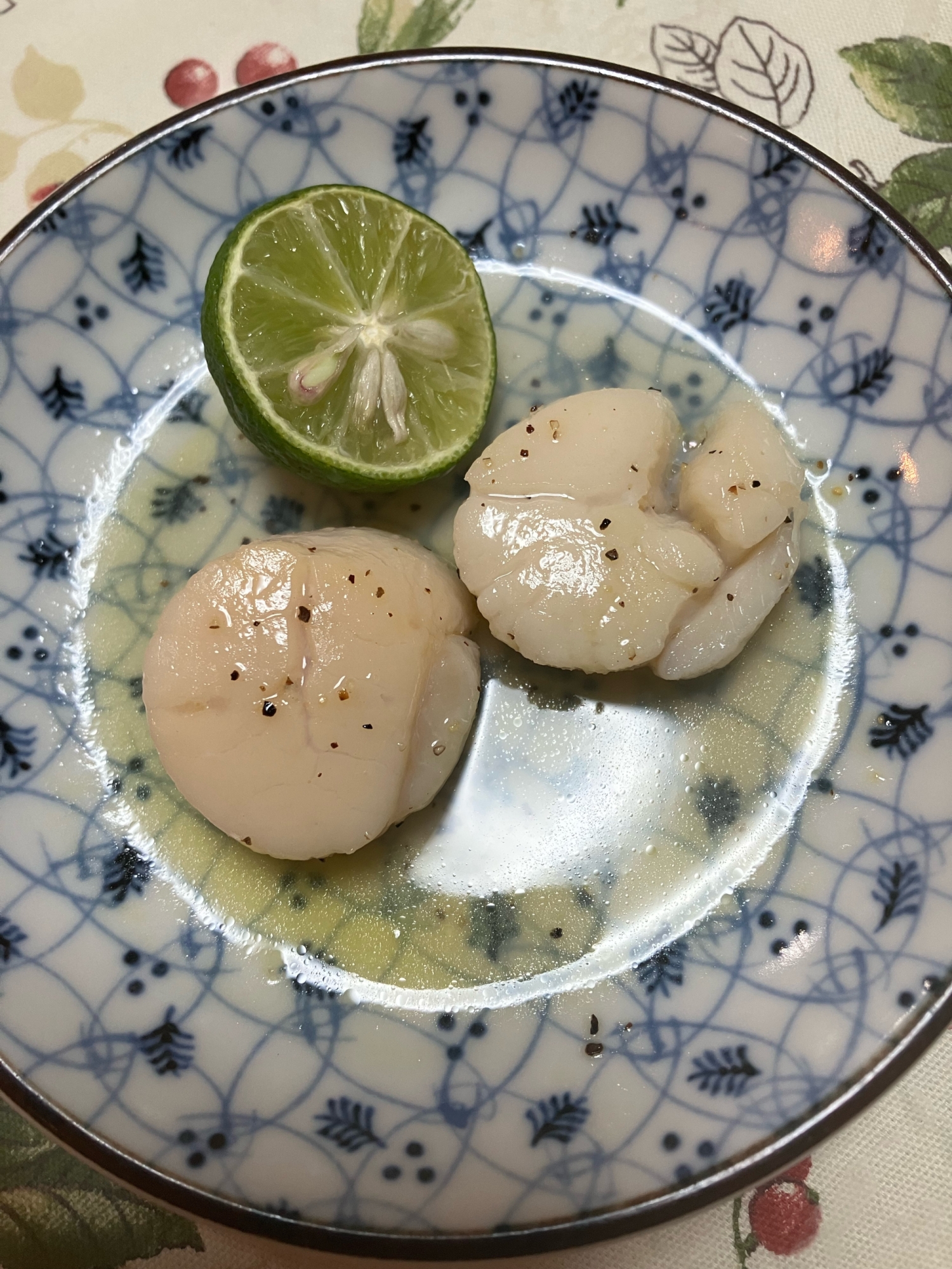 5分でふっくらレアホタテソテーすだち添え!