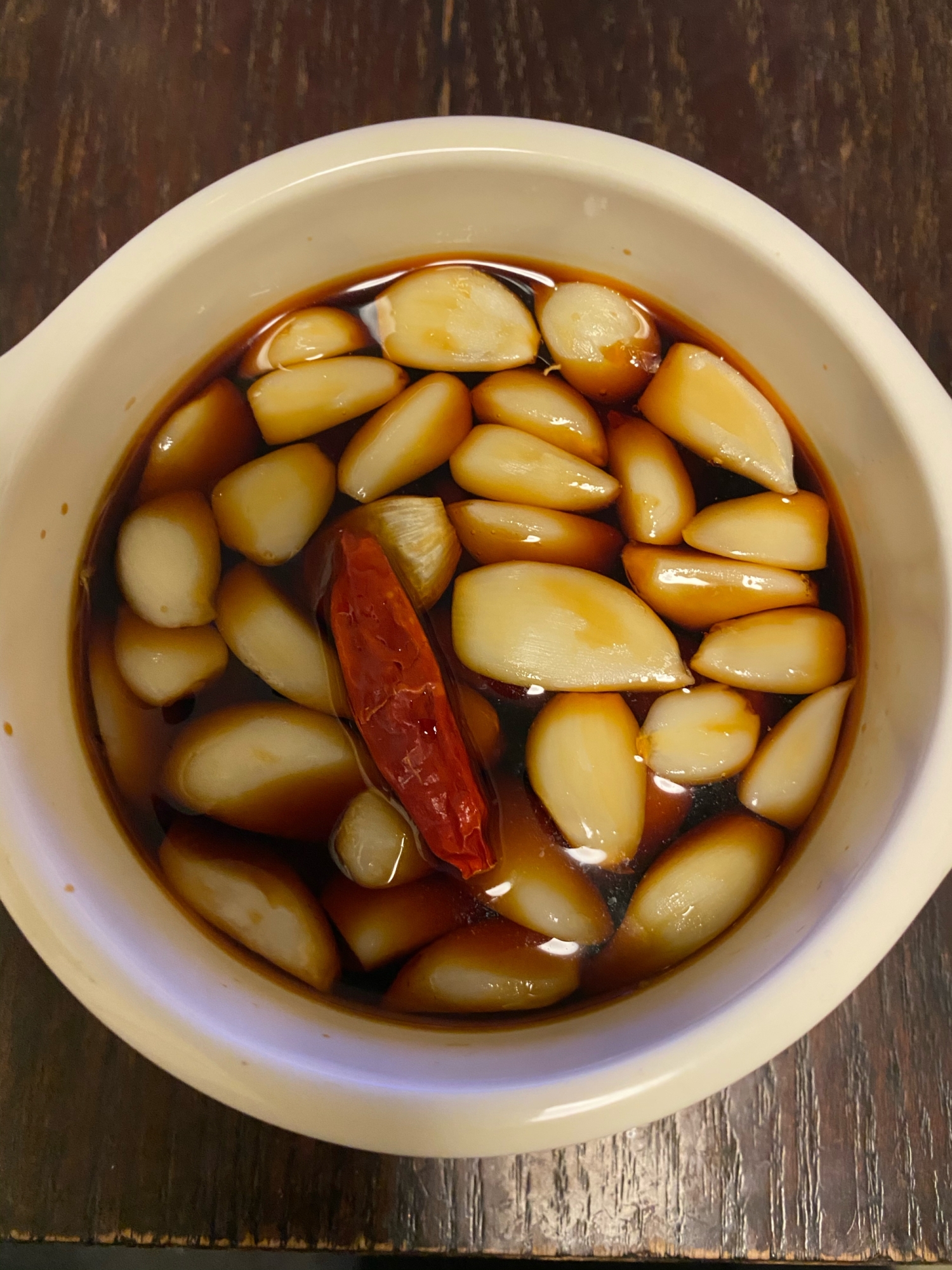 ④ニンニクの醤油漬け