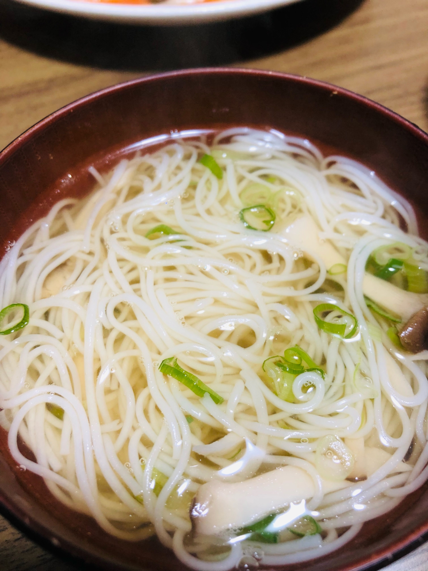 エリンギとネギのにゅうめん