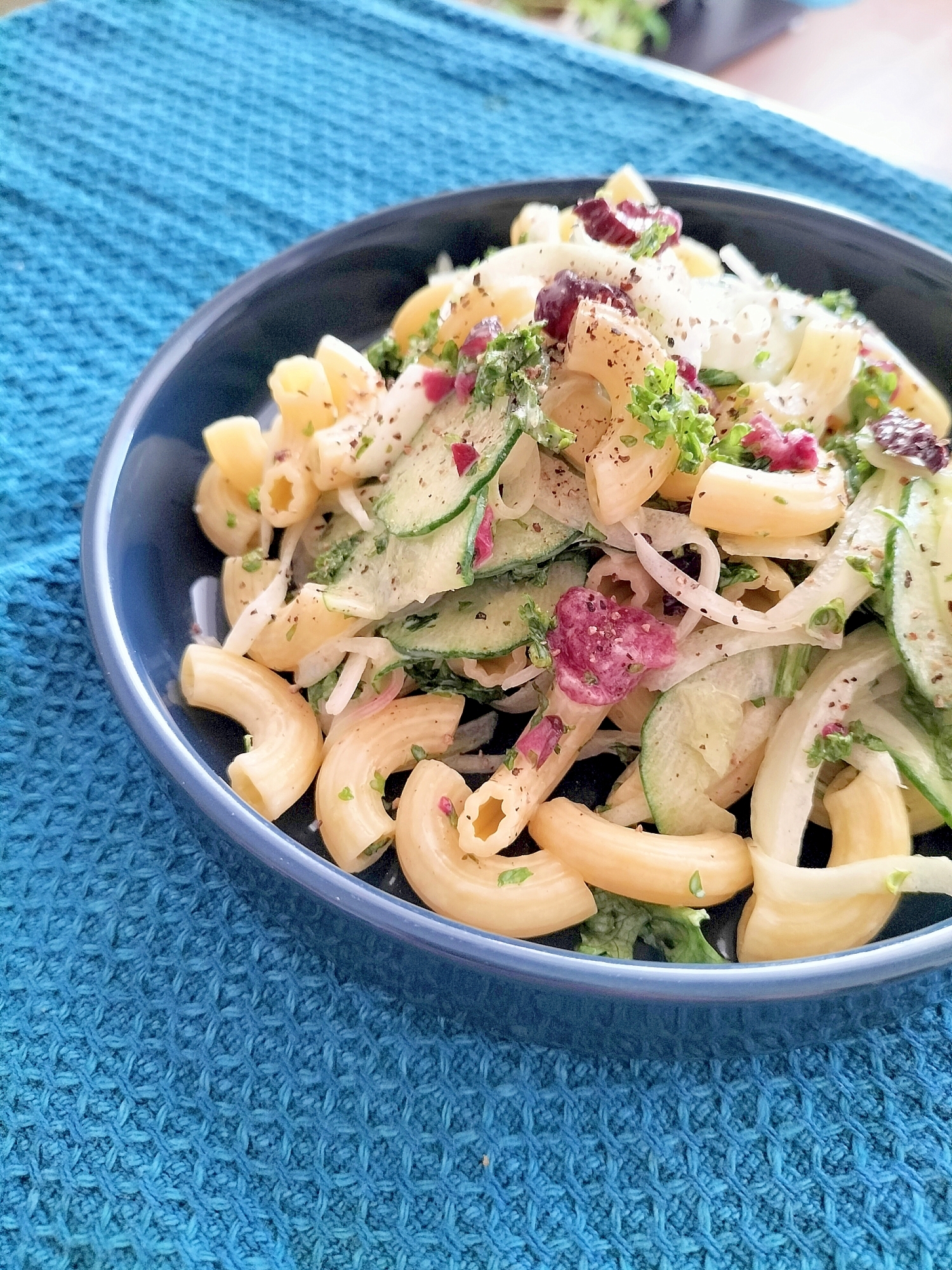 柴漬けとライム塩のマカロニサラダ♪