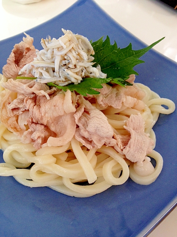 冷しゃぶとしらすのポン酢うどん