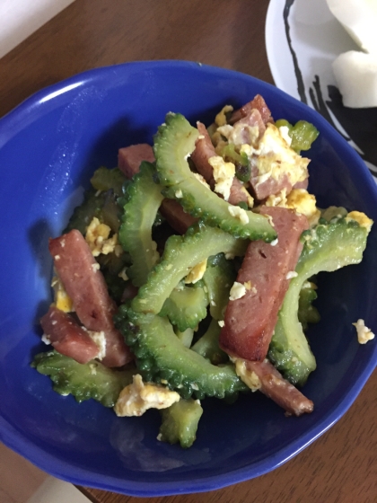 ゴーヤと茄子のスパム炒め