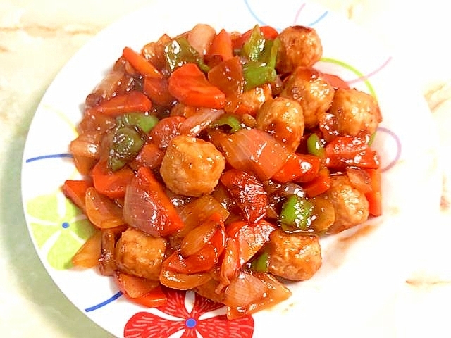 冷凍の肉団子アレンジ!肉団子の酢豚風♪