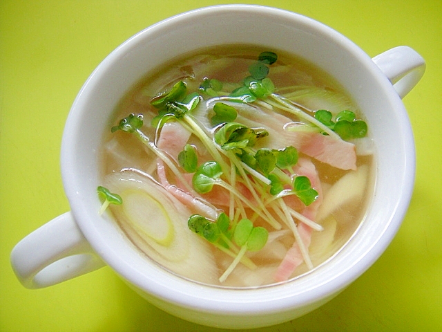 長ねぎのコンソメスープ