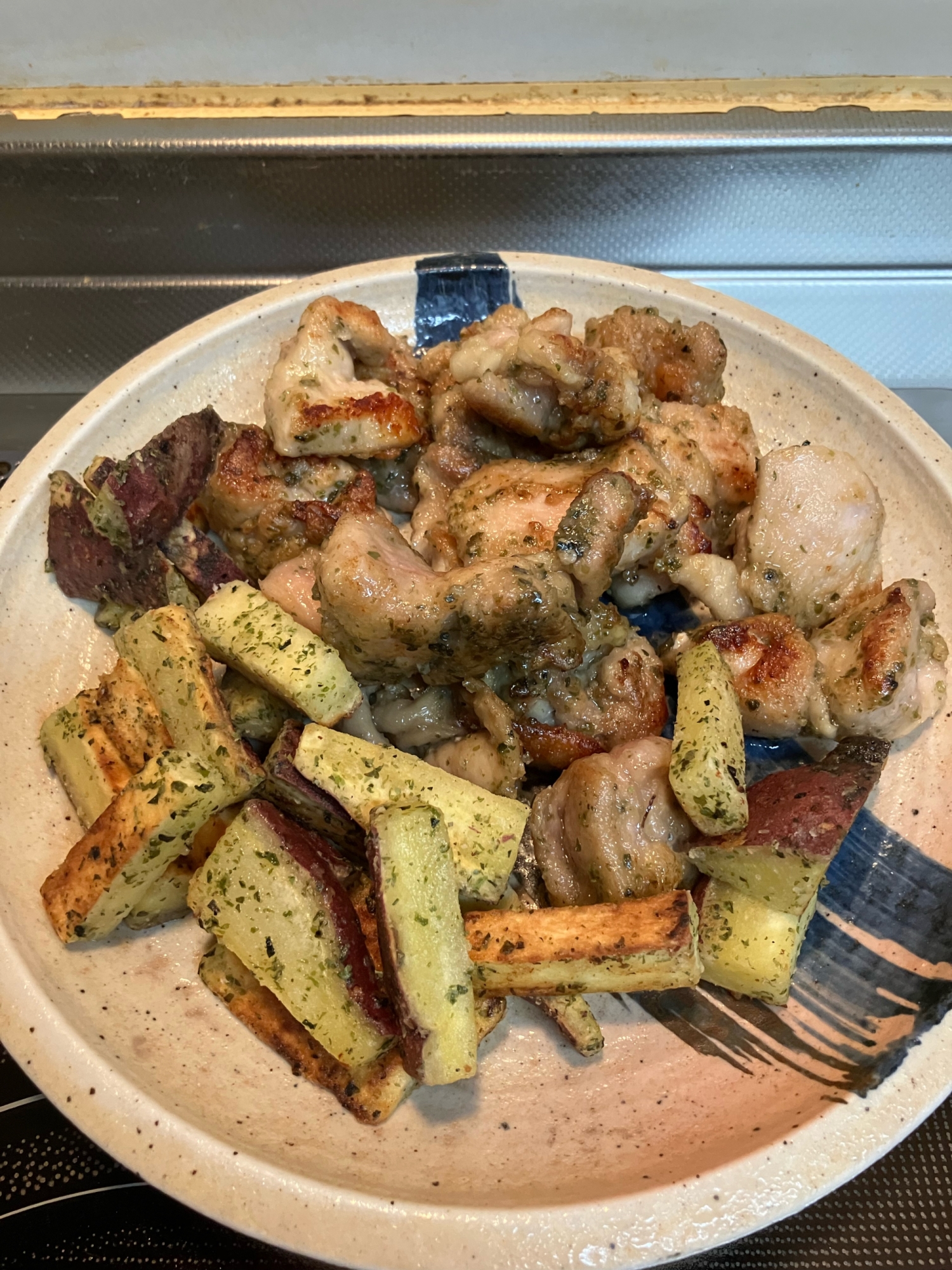 鶏肉とさつまいもの磯辺焼き揚げ^_^