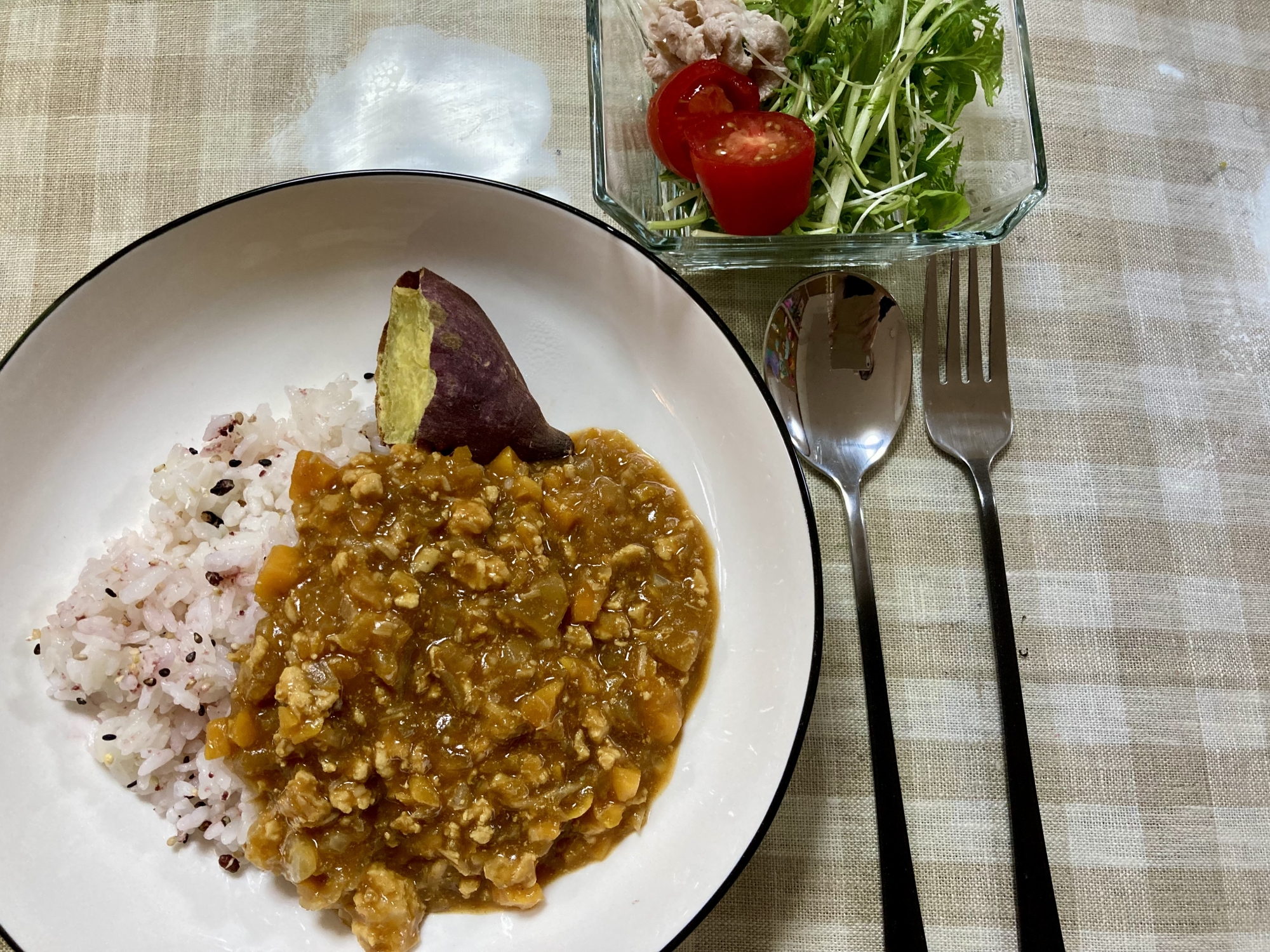 野菜たっぷり、キーマカレー