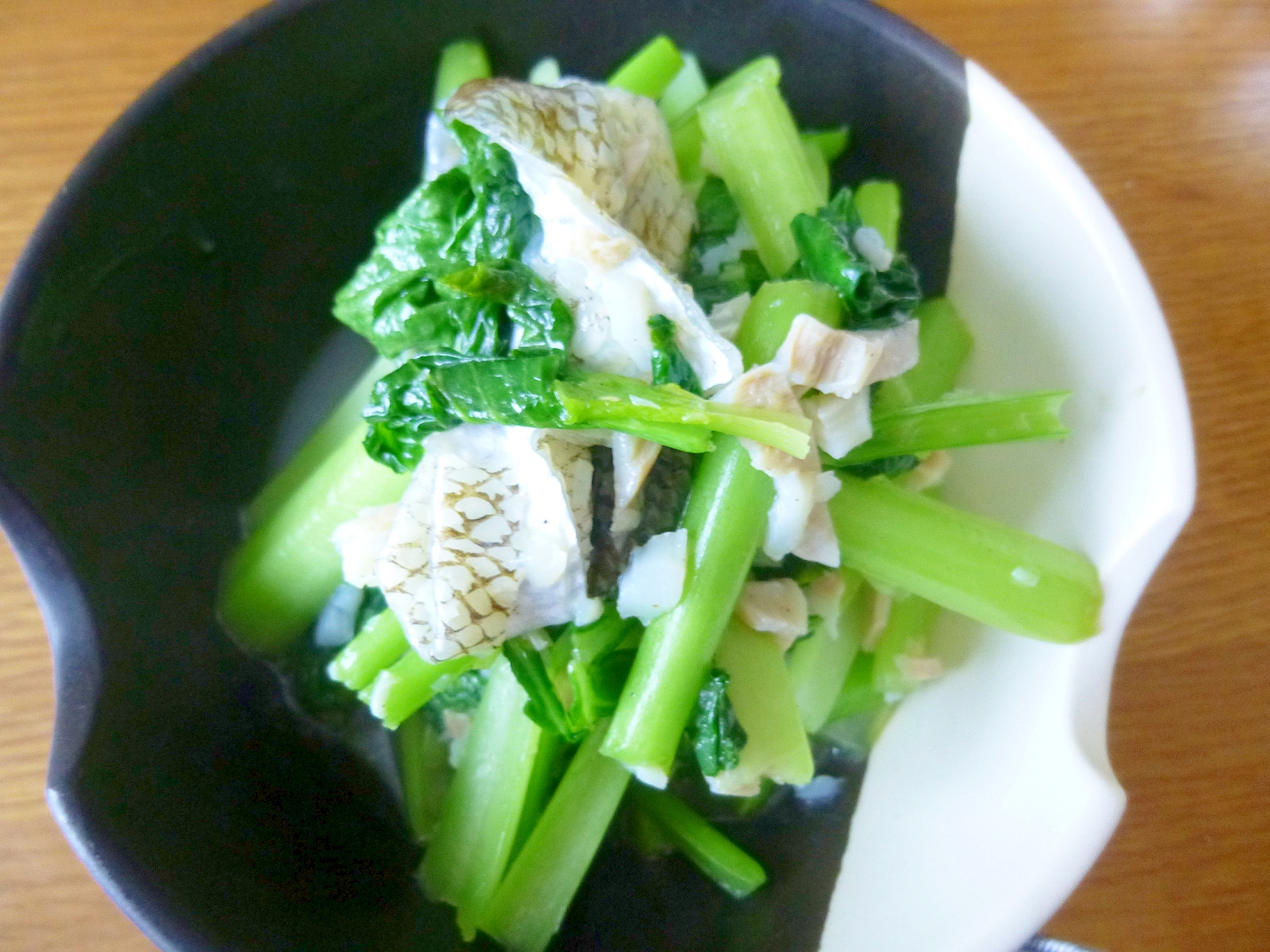 鱈と小松菜の炒め物