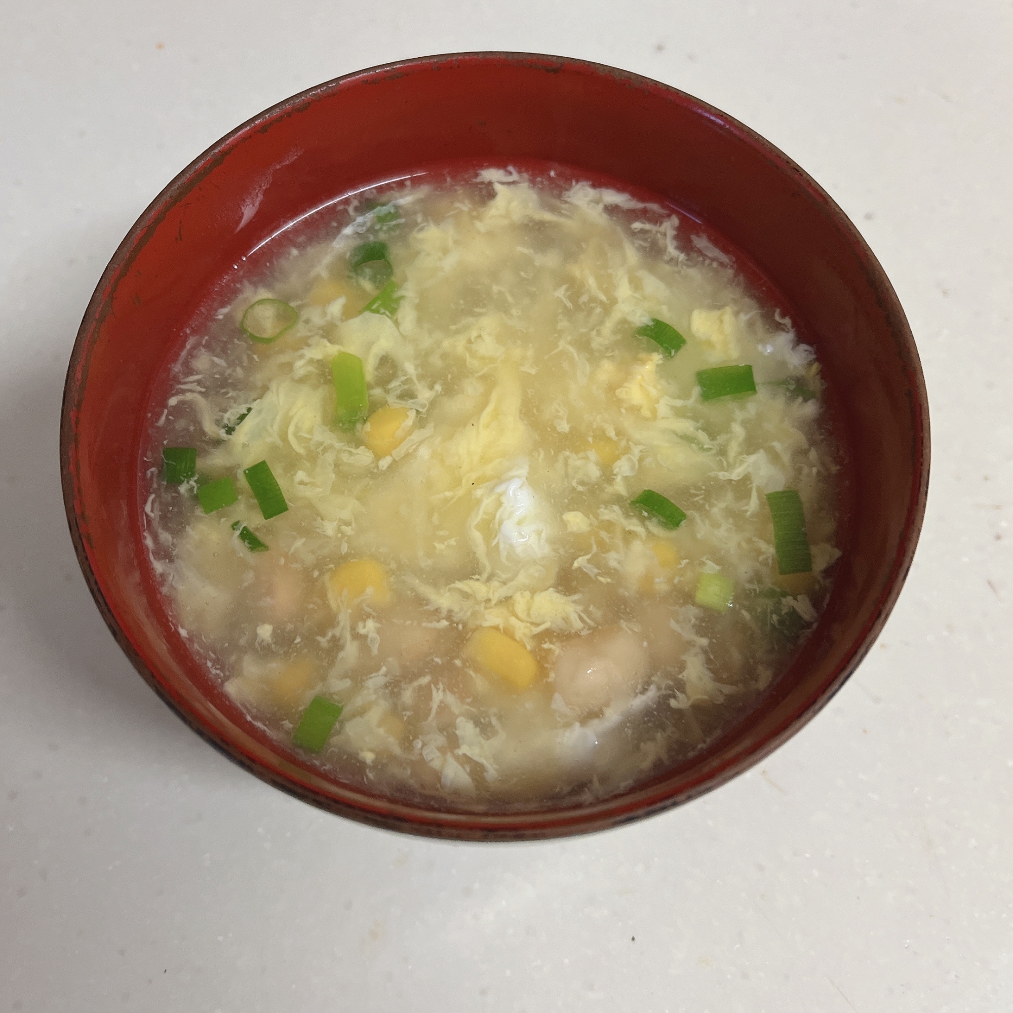 大豆とコーンの卵スープ