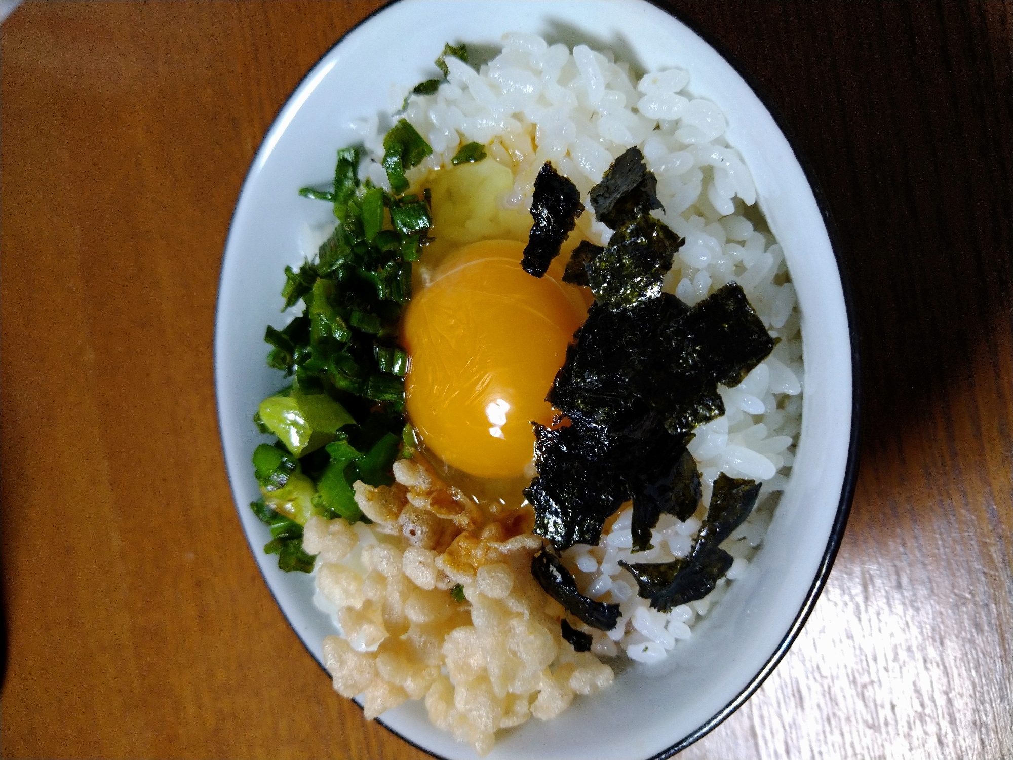 焼きネギ海苔天かすTKG