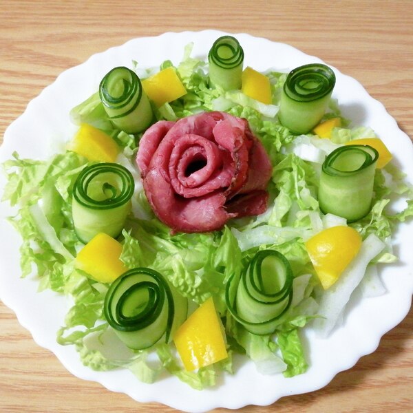 白菜とローストビーフのお花のサラダ レシピ 作り方 By はじゃじゃ 楽天レシピ 白菜とローストビーフのお花のサラダ レシピ 作り方 By はじゃじゃ 楽天レシピ