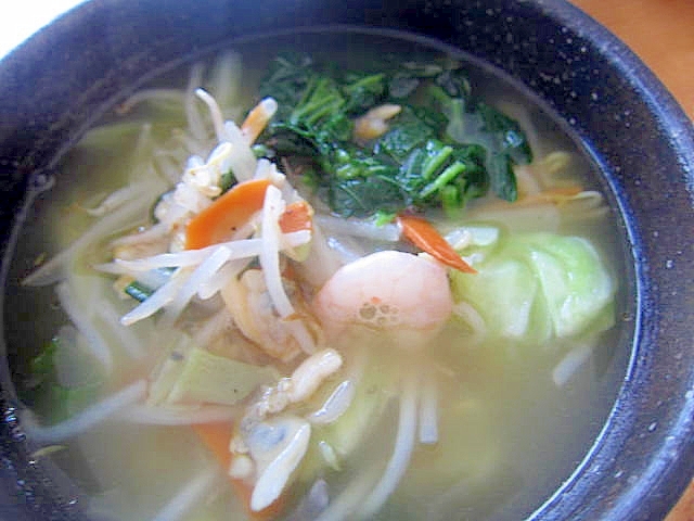 スチーム海老浅蜊野菜塩ラー麺