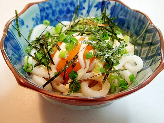 卵黄と葱と海苔のぶっかけ半饂飩