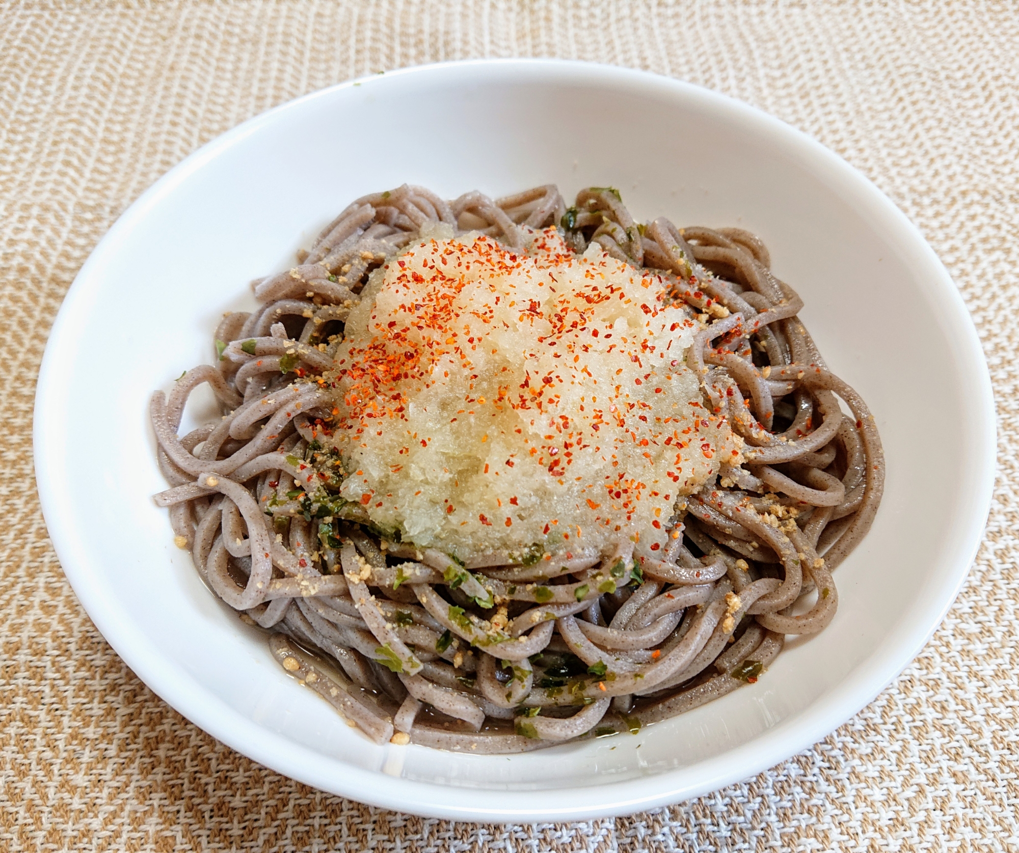 白だしで☆冷やしぶっかけ育毛おろし蕎麦