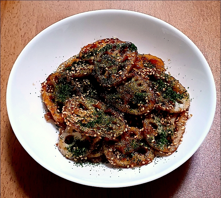 レンコンの甘酸っぱ辛青海苔炒め駅中風