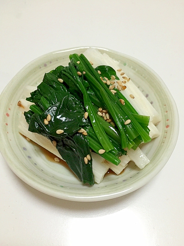 小鉢 長芋とほうれん草の麺つゆかけ♪