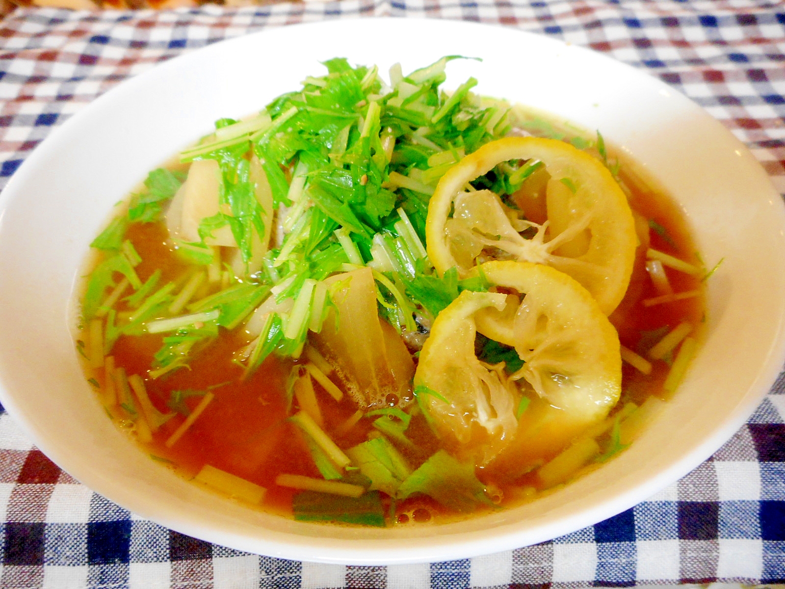 サンマのつみれと水菜のゆず風味味噌汁