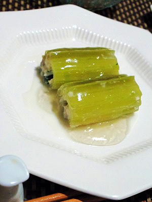 おもてなしにも使える、ラワンブキンの大葉豆腐蒸し
