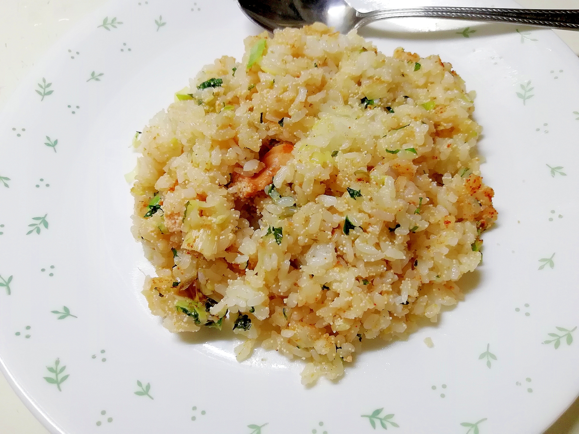 明太子チャーハン、冷凍薬味野菜で簡単に♪