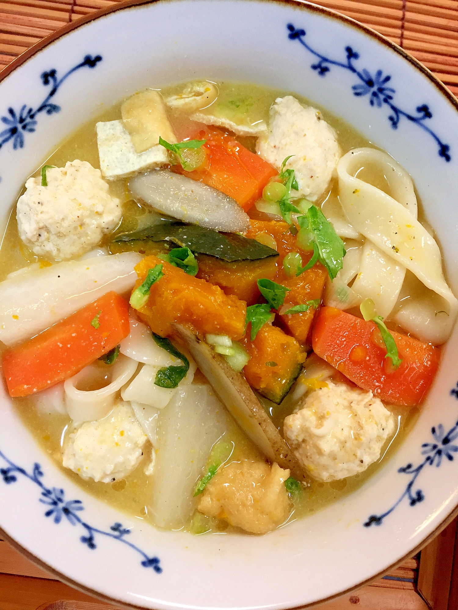 鶏団子と南瓜のほうとう♪