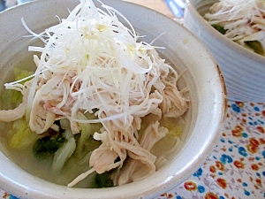 蒸し鶏と白菜のあったか冷麦