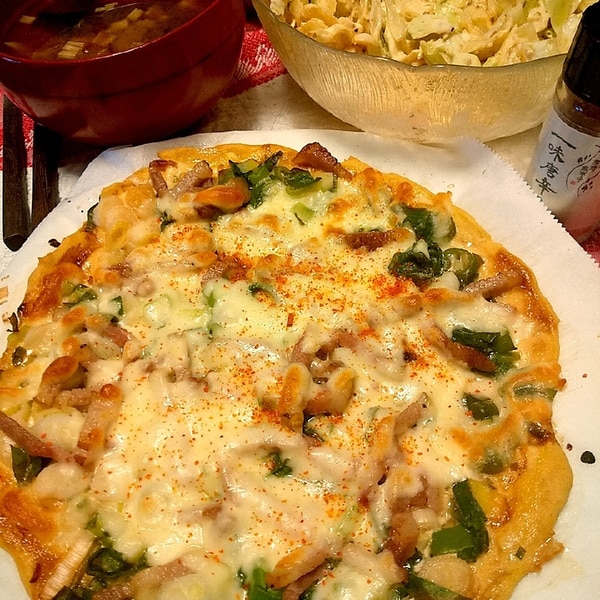 糖質制限 たっぷり長ネギとベーコンの和風ピザ レシピ 作り方 By れあmix 楽天レシピ 糖質制限 たっぷり長ネギとベーコンの和風ピザ レシピ 作り方 By れあmix 楽天レシピ